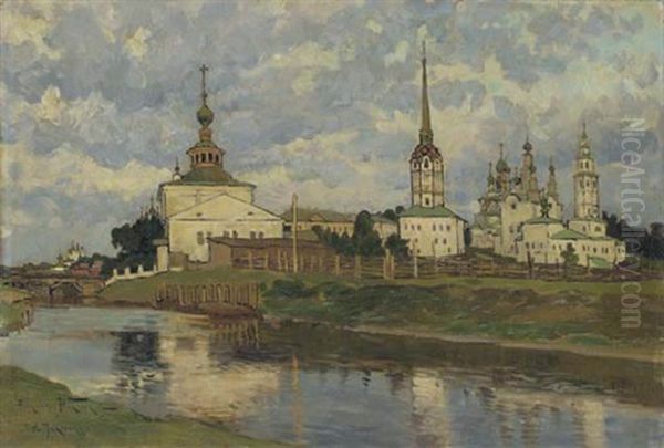 View Of Russian Church, Perm Oil Painting by Alexandr Vladimirovich Makovsky