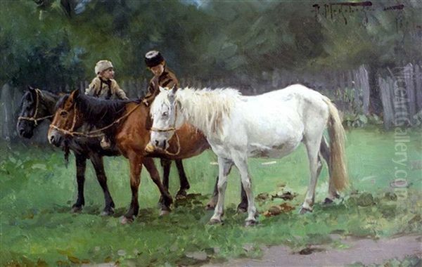 Ratsailla (horsemen) Oil Painting by Alexandr Vladimirovich Makovsky