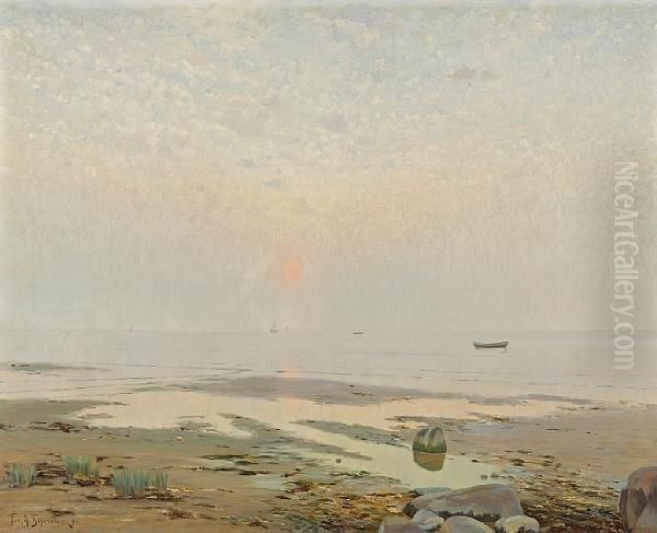 A Beach At Low Tide Oil Painting by Richard Alexandrovich Bergholz