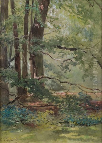 Forest View Oil Painting by Konstantin Egorovich Makovsky