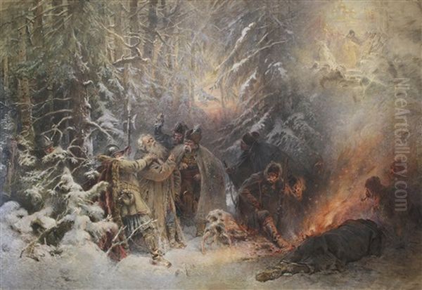 Ivan Susanin Oil Painting by Konstantin Egorovich Makovsky