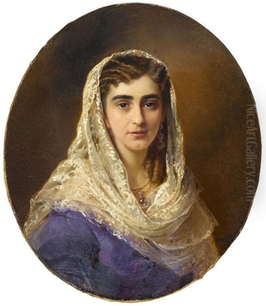 Portrait Of Lidia Pashkova Oil Painting by Konstantin Egorovich Makovsky