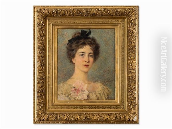 Lady`s Portrait Oil Painting by Konstantin Egorovich Makovsky