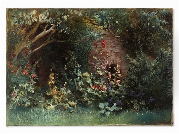 Garden In Bloom Oil Painting by Konstantin Egorovich Makovsky