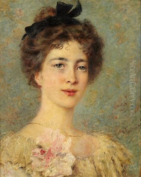 Elegante Oil Painting by Konstantin Egorovich Makovsky