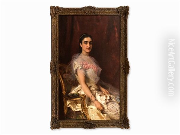 Portrait Of A Seated Lady Oil Painting by Konstantin Egorovich Makovsky