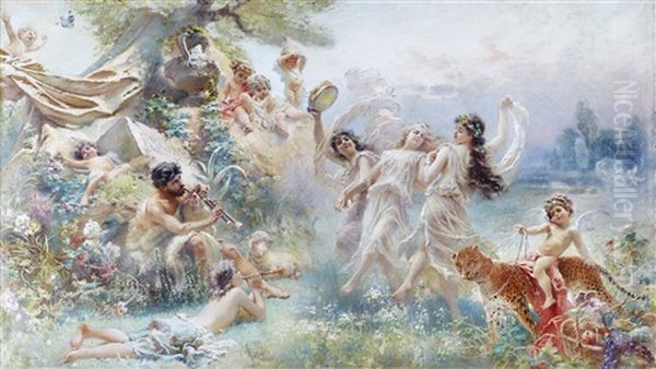 Happy Arcadia Oil Painting by Konstantin Egorovich Makovsky