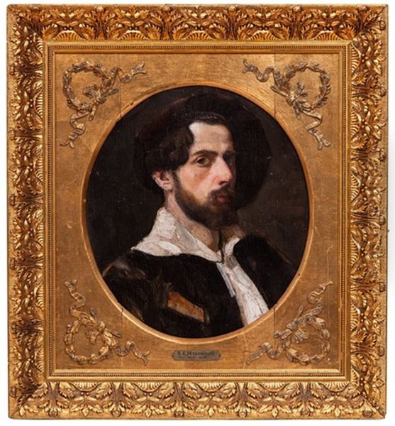 Man In A Beret Oil Painting by Konstantin Egorovich Makovsky