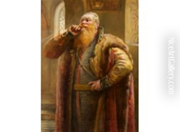 A Boyar Noble Oil Painting by Konstantin Egorovich Makovsky