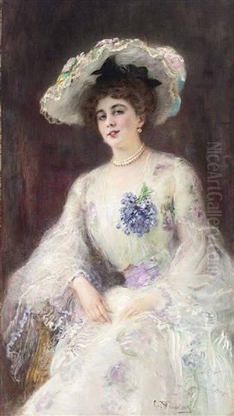 Portrait Of A Lady Oil Painting by Konstantin Egorovich Makovsky