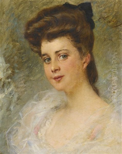 Portrait Of A Lady Said To Be Countess Apraxine Oil Painting by Konstantin Egorovich Makovsky