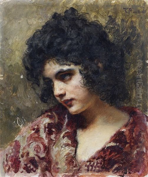 Gypsy Girl Oil Painting by Konstantin Egorovich Makovsky