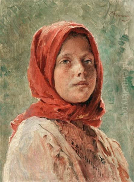 Peasant Girl Oil Painting by Konstantin Egorovich Makovsky