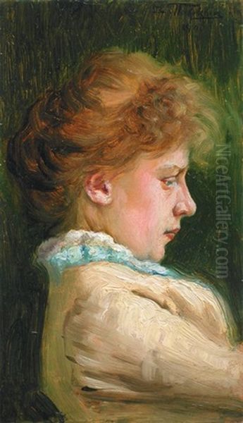 Portrait D'une Jeune Femme Oil Painting by Konstantin Egorovich Makovsky