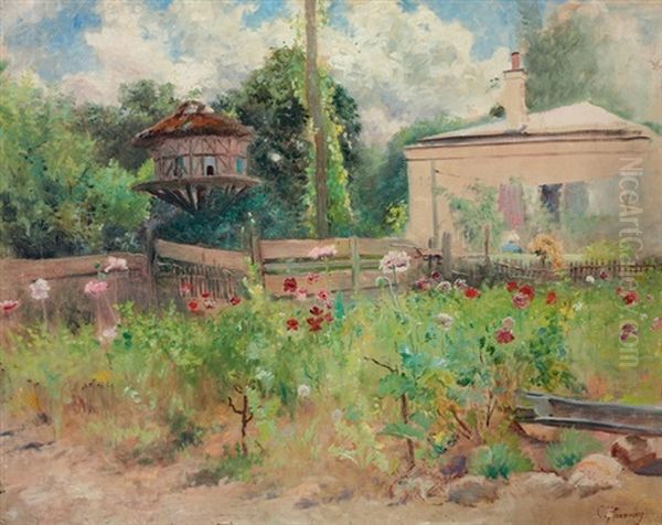 Summer Garden Oil Painting by Konstantin Egorovich Makovsky