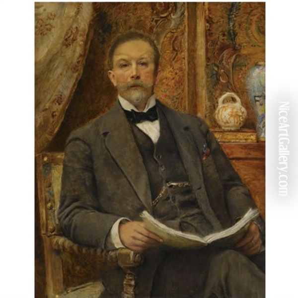 Portrait Of An Elegant Gentleman Oil Painting by Konstantin Egorovich Makovsky