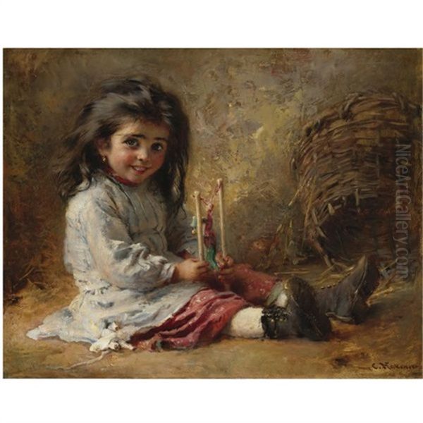 The Puppet Oil Painting by Konstantin Egorovich Makovsky