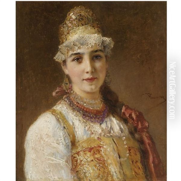 The Young Boyarina Oil Painting by Konstantin Egorovich Makovsky