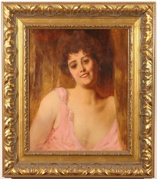 Portrait Of A Smiling Woman Oil Painting by Konstantin Egorovich Makovsky