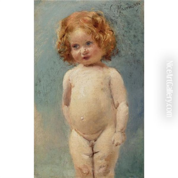 Nude Boy Oil Painting by Konstantin Egorovich Makovsky