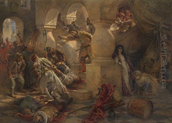 The Murder Of False Dmitry Oil Painting by Konstantin Egorovich Makovsky