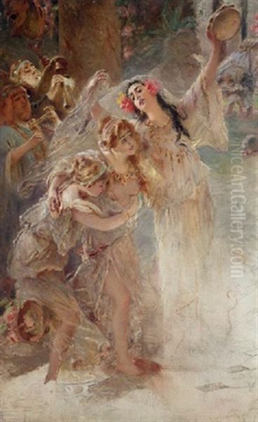 Three Dancers, Study For Death Of Petronius Oil Painting by Konstantin Egorovich Makovsky