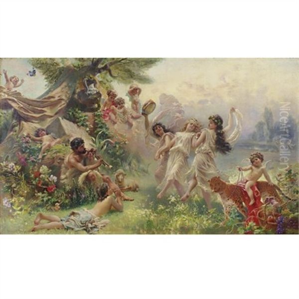 Happy Arcadia Oil Painting by Konstantin Egorovich Makovsky