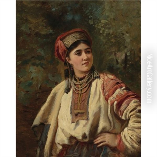 Girl In A National Costume by Konstantin Egorovich Makovsky