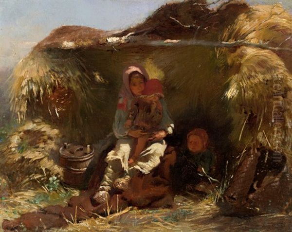 Peasant Children Oil Painting by Konstantin Egorovich Makovsky