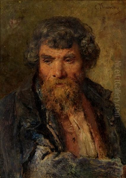 Portrait Of A Bearded Man Oil Painting by Konstantin Egorovich Makovsky