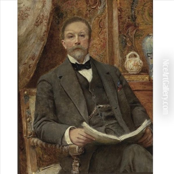 Portrait Of An Elegant Man Oil Painting by Konstantin Egorovich Makovsky