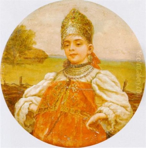 Junge Russin In Tracht Oil Painting by Konstantin Egorovich Makovsky