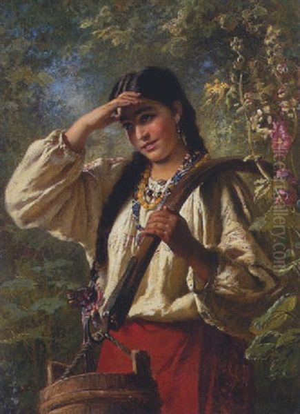 Junge Wassertragerin Oil Painting by Konstantin Egorovich Makovsky