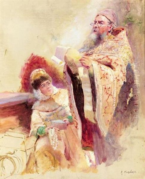 Boyar And Boyarina Oil Painting by Konstantin Egorovich Makovsky