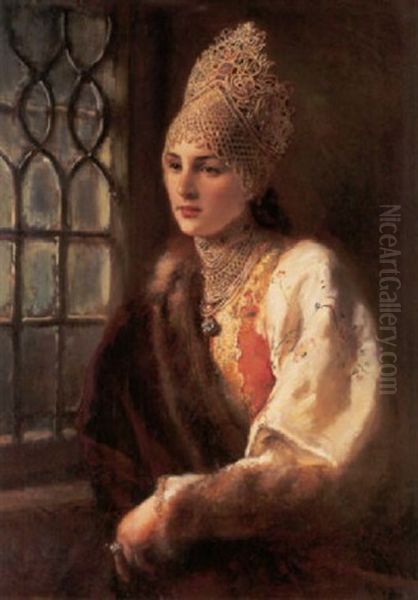 The Boyarina Oil Painting by Konstantin Egorovich Makovsky