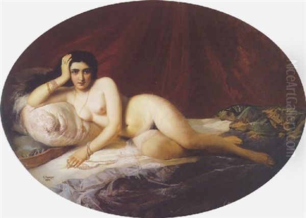 An Odalisque Oil Painting by Konstantin Egorovich Makovsky