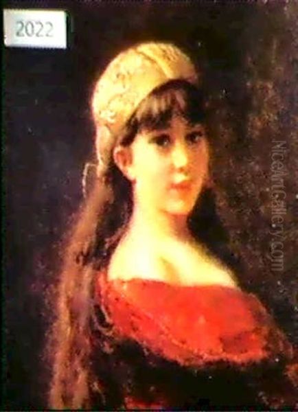 Portrait Of A Russian Girl Oil Painting by Konstantin Egorovich Makovsky