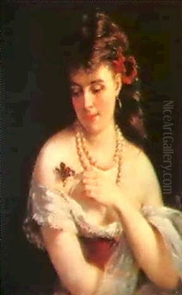 Girl With A Butterfly Oil Painting by Konstantin Egorovich Makovsky