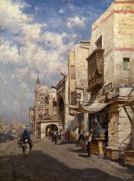 Street In Cairo Oil Painting by Nikolai Egorovich Makovsky