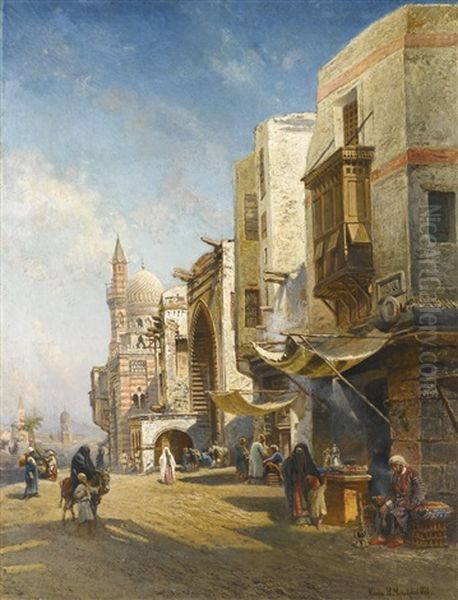 Street In Cairo Oil Painting by Nikolai Egorovich Makovsky