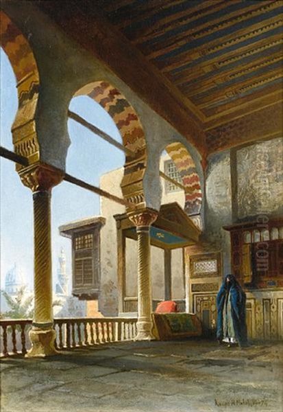 Terrace In Cairo Oil Painting by Nikolai Egorovich Makovsky