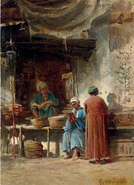 A Street Scene, Cairo Oil Painting by Nikolai Egorovich Makovsky