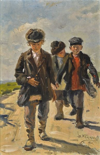 Three Boys Oil Painting by Vladimir Egorovich Makovsky