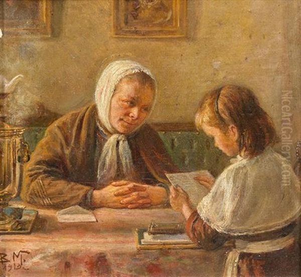 The Letter, 1912 Oil Painting by Vladimir Egorovich Makovsky