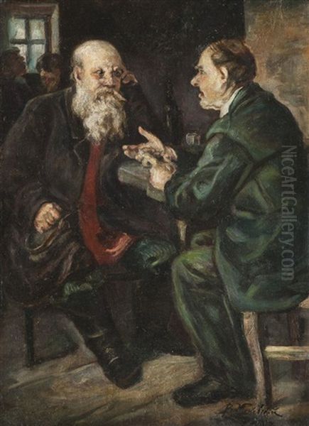 La Conversation Oil Painting by Vladimir Egorovich Makovsky