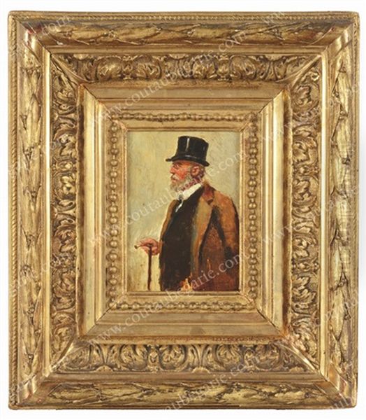 Portrait D'un Homme A La Canne, A Mi-corps Oil Painting by Vladimir Egorovich Makovsky