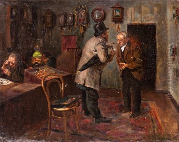 At The Jewelers Oil Painting by Vladimir Egorovich Makovsky