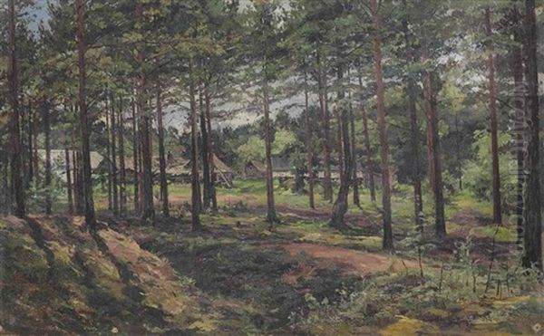 Forest Enclave With Cottages Oil Painting by Vladimir Egorovich Makovsky