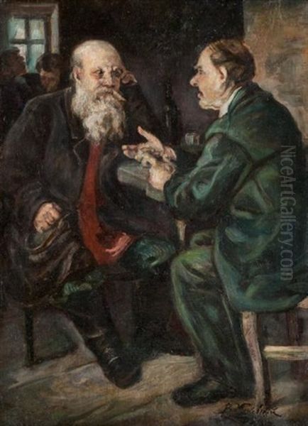 La Conversation Oil Painting by Vladimir Egorovich Makovsky