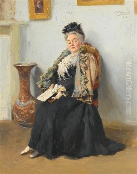 Portrait Of A Noblewoman Oil Painting by Vladimir Egorovich Makovsky